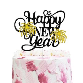 Decoraciones para tartas de Año Nuevo, con purpurina negra y dorada, 2023, para la víspera de Año Nuevo, Hello 2023, felicidades a 2023, decoraciones de Año Nuevo, para Año Nuevo, para invierno, festividades, decoraciones de fiesta de Navidad (dorado)