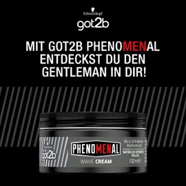 got2b Phenomenal Wave Cream (100 ml), Hair Wax for Men Gives Naturally Defined Waves on Medium to Long Hair, Styling Cream for up to 24 Hours of Control