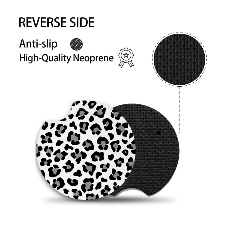 Leopard Print Car Coasters,Cute Car Assecories for Women,Universal Auto Anti