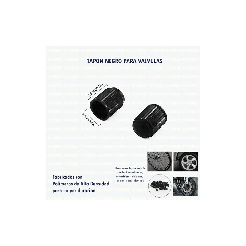 100 Tapones Plasticos Negro P Válvula Llanta Moto Auto Bici