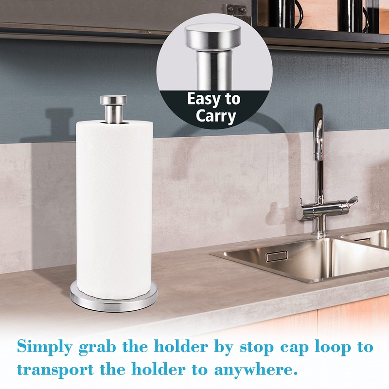 Standing Kitchen Roll Holder, Stainless Steel, Sturdy Kitchen Roll Dispenser,