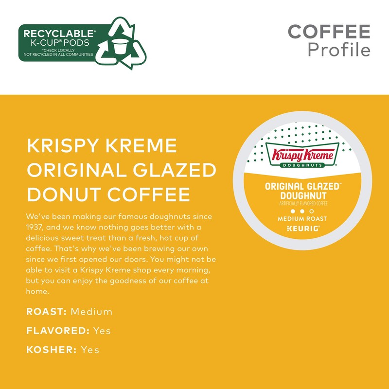 Krispy Kreme Original Glazed Doughnut, Single-Serve Keurig K-Cup Pods, Flavored