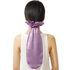 LILYSILK Silk Hat for Sleeping Silk Scrunchies 2-in-1 100% Silk Hair Bobbles for Long Hair with Elastic Adjustable Lavender