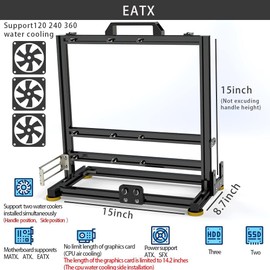 PC Creative Assembly Frame Test Bench，Open Air Frame Case, DIY Computer Motherboard Case Rack, ITX ATX MATX/EATX Open Aluminum Frame Chassis (EATX)