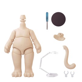 YMY Pear Shaped Doll Body with Animal Tail Mini 1/12 Scale Cute Fat Action Figure Suitable for YMY 1/12 1/8 BJD GSC Doll Head （Light Tan）