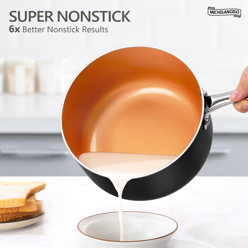 MICHELANGELO Sauce Pan Set, Ultra Nonstick Saucepan Set of 3,