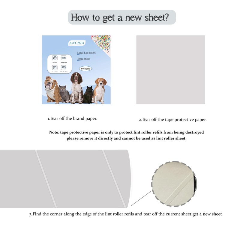 ANCRIA Large Lint Rollers Pet Hair Extra Sticky Refills 9.45