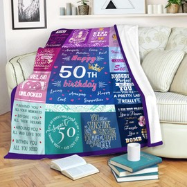 MOTNSA 50th Birthday Gifts for Women 50 Year Old Birthday Gifts 50 Year Blanket Gifts 50th Funny Gift Idea 50th Birthday Gift Idea Gifts for 50 Year Old Female Women Girl Bestie Sister (50th, 50"x60")