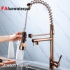 Kitchen faucet with pull-down spray, single handle double outlet commercial