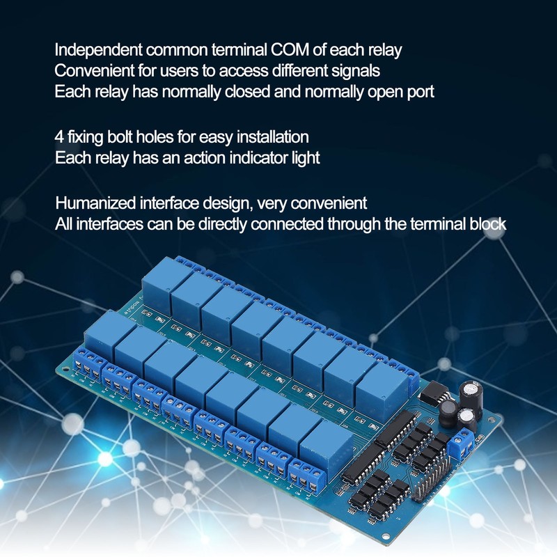 Relay Module 16 Channel with Optocoupler Protection Power Supply High