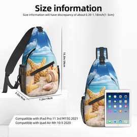 Famame Tropical Seashells Ocean Beach Sling Backpack Chest Bag Crossbody Shoulder Bag Gym Cycling Travel Hiking Daypack For Men Women