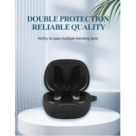 Case for Edifier NeoBuds Planar Magnetic Drivers Wireless Earbuds, WUNIAK Soft Silicone Protective Portable Scratch Shock Resistant Shell with Cleaner Kit & Carabiner & Lanyard ，Black