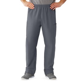 Medline AngelStat Unisex Elastic-Waist No-Drawstring-Waist Cargo Scrub Pants, Charcoal, Size 3XL, Regular Inseam
