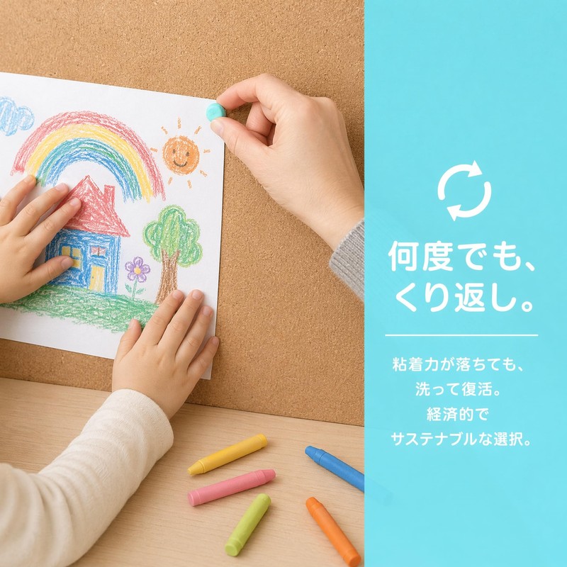 粘着タック 粘着ゴム ポスター用テープ 壁紙用 貼ってはがせる 両面テープ 96山入り 粘着剤 傷つけずに貼れる万能粘着剤 両面テープ代替