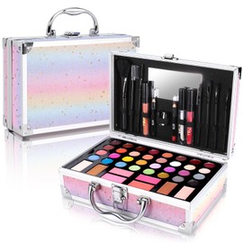 YBUETE Makeup Starter Set, Beginner Cosmetics Kit, Full Train Case, Eyeshadow, Blusher, Contour, Eyebrow Powder