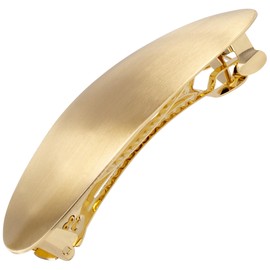 Pndeyo French Metal Hair Barrettes for Women, Non-Slip Oval Large Spring Hair Clip, Simple Retro Wedding Prom Hair Pins Accessories for Long Thick Curly Wavy Straight Hair- Gold