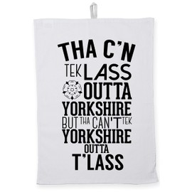 Hippowarehouse Tha c'n tek lass outta yorkshire but tha can't tek yorkshire outta t'lass Tea Towel Eco Printed Dish Cloth Kitchen accessory 50cmx70cm 100% Cotton