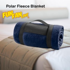 FUN FAN LINE - Mountain Polar Fleece - Soft Blanket - Anti-Pilling Technology and Carrying Handle with velcro closure - Ideal for Traveling or Camping - 130 x160cm (Blue)