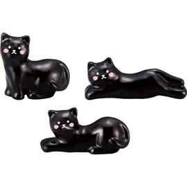 Sun Art SAN2397 Cute Tableware, Cat Kitchen Utensils, Black Cat (Set of 3), Chopsticks Rest