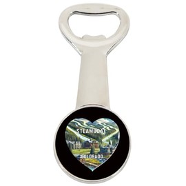 Steamboat Colorado Travel Souvenir Destination Heart Shape Design Magnetic Bottle Opener Single