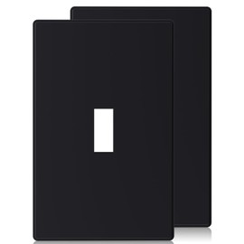 ELEGRP 1-Gang Screwless Toggle Switch Wall Plates, Mid-Size Unbreakable Thermoplastic Faceplate Cover for Wall Switch & Toggle Dimmer Switch, UL Listed (2 Pack, Matte Black)