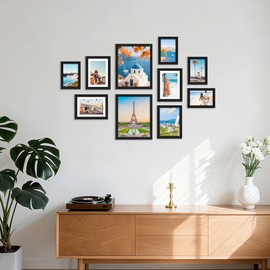 decorUhome Picture Frames Collage Wall Decor for Photo Gallery Display, Assorted Picture Frames set of 10 Including Two 8x10 / Four 5x7 / Four 4x6 for Family Wall Decor, Black, 10 Pack