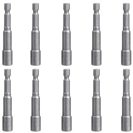 Bestgle Hex Socket Bit 2.6 inches (65 mm) 10 Piece Bit Holder Set Socket 0.25 inch (6.35 mm) Bit Magnet Adapter Impact Socket Drill Driver Adapter Tip Tool Socket Adapter