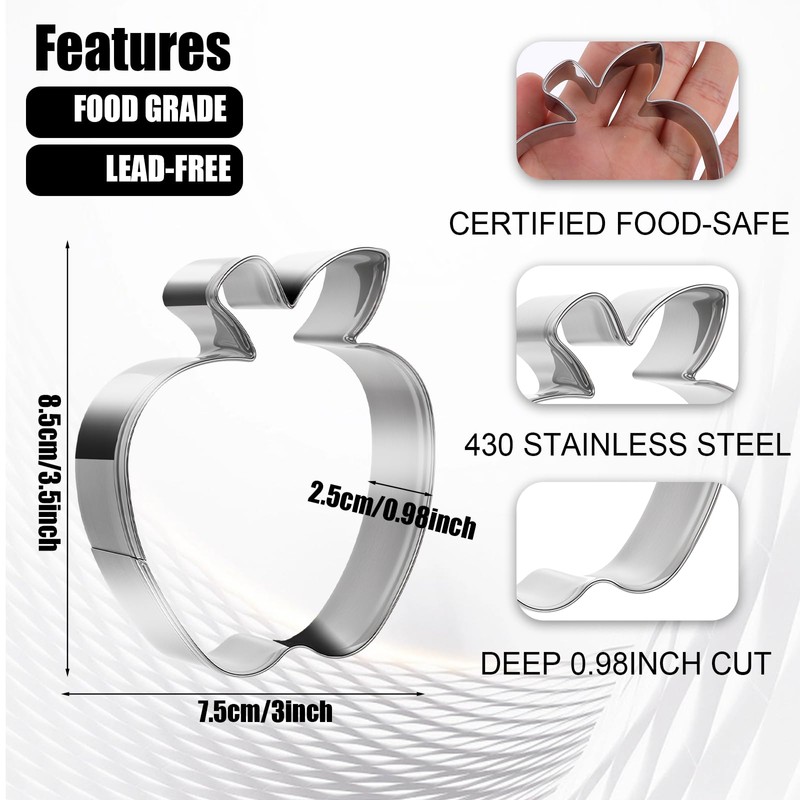 Molain Apple Cookie Cutter, 3.5 Inch Apple Cutter Fruit Cookie