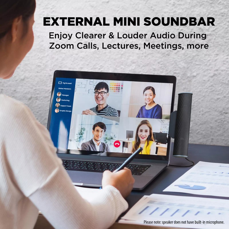 Windows, Mac GOgroove SonaVERSE USB Speaker for Laptop Computer (Black)