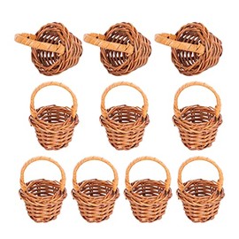 jojofuny 10 Piezas Mini Cesta De La Compra Cesta De De Boda Cesta De Mimbre Con Asa Mini Cesta De Flores Canasta De Pascua En Miniatura Juguetes Manual Rota Pétalos Pequeños Chica