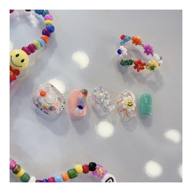 Water Ball BeadsHandmade Nail Tips - Short Oval / 워터볼비즈수제네일팁
