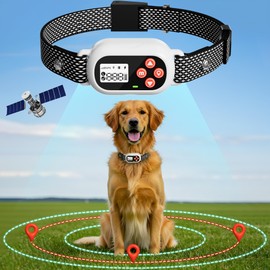 GPS Wireless Electric Dog Fence System Pet Collar for Dogs with 3 Warning Modes Radius 25-999 Yards Waterproof & Rechargeable Receiver Containment Outdoor