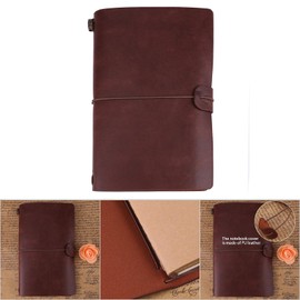 2pcs Cuaderno diario, cuaderno clásico de cuero de la PU Cuaderno diario personalizado Diario recargable para hombres y mujeres(Dark Drown)