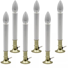 Creative Hobbies Electric Window Candle Lamp with Brass Plated Base, Dusk to Dawn Sensor | 6 Pack
