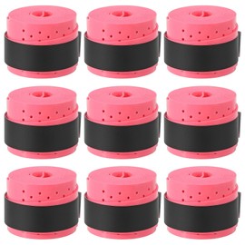 PATIKIL 9 Pack 43.3" Tennis Racket Grip Tape Overgrip Punching Absorbent Non-Slip Badminton Fishing Rod Pink Color