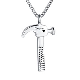 OutstandLong Hammer Urn Necklace for Ashes Construction Tool Cremation Keepsake Memorial Pendant Jewelry Dad Brother Uncle Grandpa