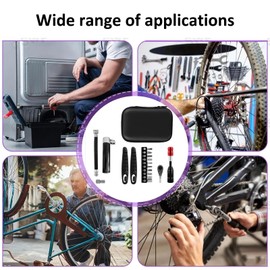 Bicycle Repair Tool, Ratchet Repair Kit Tool, Bicycle Accessories with Ratchet, Set with Screw Heads, 2 Tire Levers, Mini Pump (with Presta and Schrader Valves)