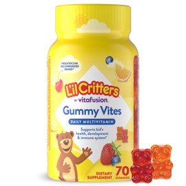 L’il Critters Gummy Vites Daily Gummy Multivitamin for Kids, Vitamin C, D3 for Immune Support Cherry, Strawberry, Orange, Pineapple and Blueberry Flavors, 70 Count Gummies