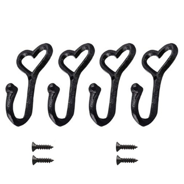 NNNJunhua Coat Hooks Wall Mounted Cast Iron Wall Hooks Love