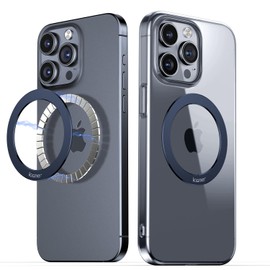 KISMER Magnetic Ring Sticker for Magsafe Phone Magnet 2 pack, Upgrade Bulit-in Magnet for Wireless Charging, Car Holder, Universal Conversion MagSafe Adapter Kit, 2 Pack (Blue - Ti)