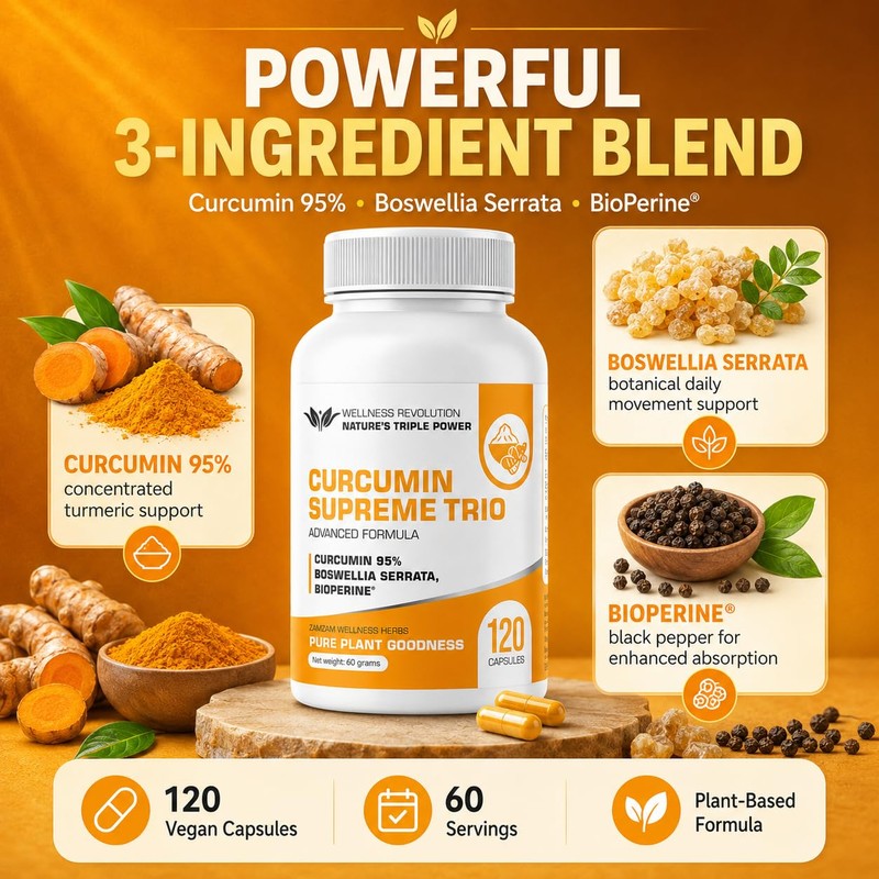 Curcumin Supreme Trio with 95% Curcumin, Boswellia Serrata & BioPerine®