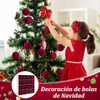 16 Piezas Esferas Navideñas de Terciopelo de 6 cm, Bolas de