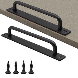 Zefeng Pack of 2 Barn Door Handles, Sliding Door Handle, Sliding Door Handles Black, Door Fitting Handle, Black Solid Door Handle, with Screws Cabinet Door Handles, for Kitchen Cupboard Door (Black)
