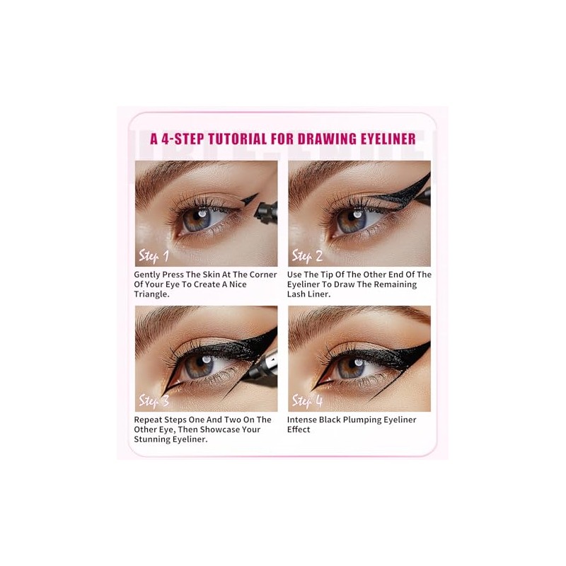 2-in-1 Waterproof Eyeliner Stamp and Liquid Eyeliner Pen, Double-Sided Winged