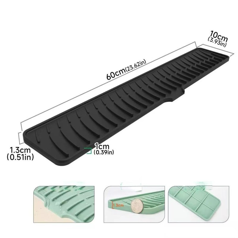 Kitchen Faucet Silicone Mat – Anti-Slip Sink Drain Protection, Slope