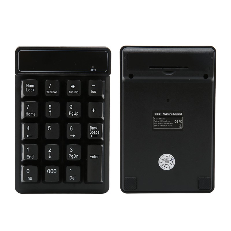 Wireless Number Pad Black 19 U Shaped Keys BT4.0 Battery
