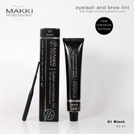 01 Black Makki Professional Intensive Eye lash and brow tint dye with argan oil & hualuronic acid 22ml