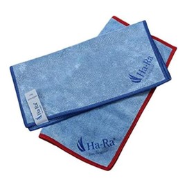 Ha-Ra Star-Tuch blau 2er Set I Mikrofaser Tuch für Oberflächen-Reinigung I Putztücher mit blauen & roten Saum in 40 x 40 cm I Hochleistungs-Mikrofaser I hohe Reinigungskraft & streifenfrei