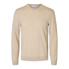 SELECTED FEMME Men's Slhtray LS Knit Merino Crew Neck Noos, Oatmeal