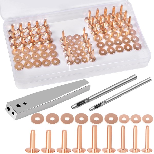 JUNESunShine 84Pcs, Copper Rivets and Burrs, #9 and #12 Burrs